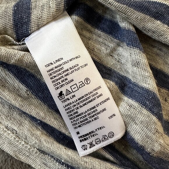 Tommy Bahama 100% Linen Shift Dress MEDIUM Blue Stripe Nautical Cap Sleeve - Picture 6 of 6